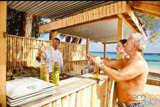 Beachside lunch at Bamboo Blu Beach Restaurant in Mammee Bay