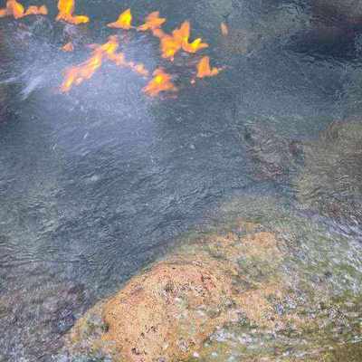 Fire on water natural phenomenon at Jamaica Fire Water near Drax Hall